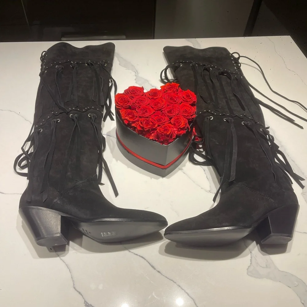 Giuseppe Zanotti Black Over the Knee Boots Size 39 New